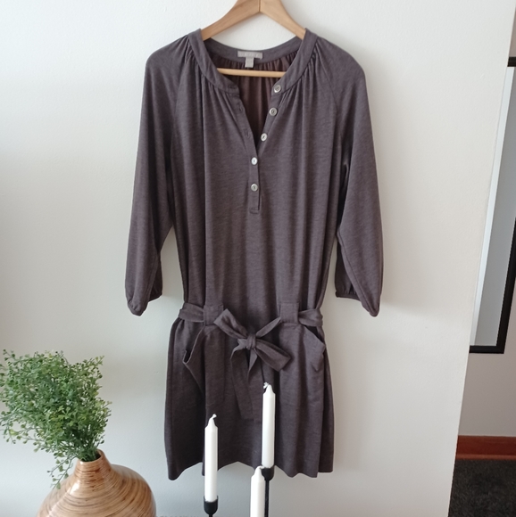 SOLD 5/30 🔮Taupe Belted Drop-Waist Dress - Picture 7 of 13